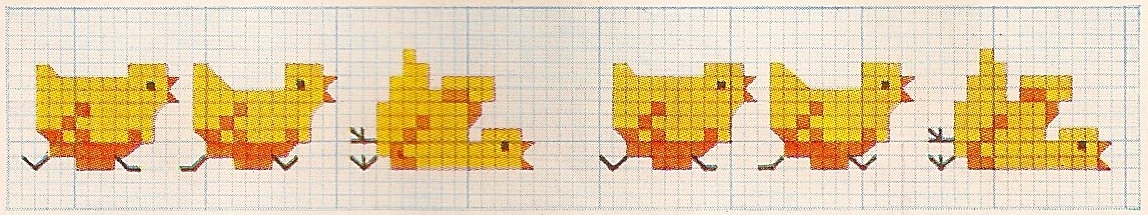 Vintage falling chicks pattern