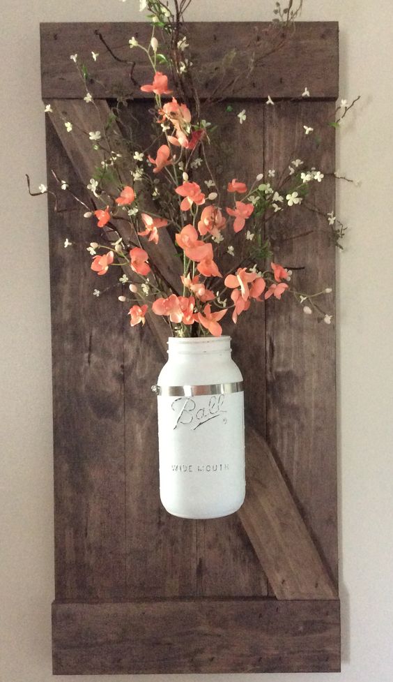 Diy shutter mason jar planter