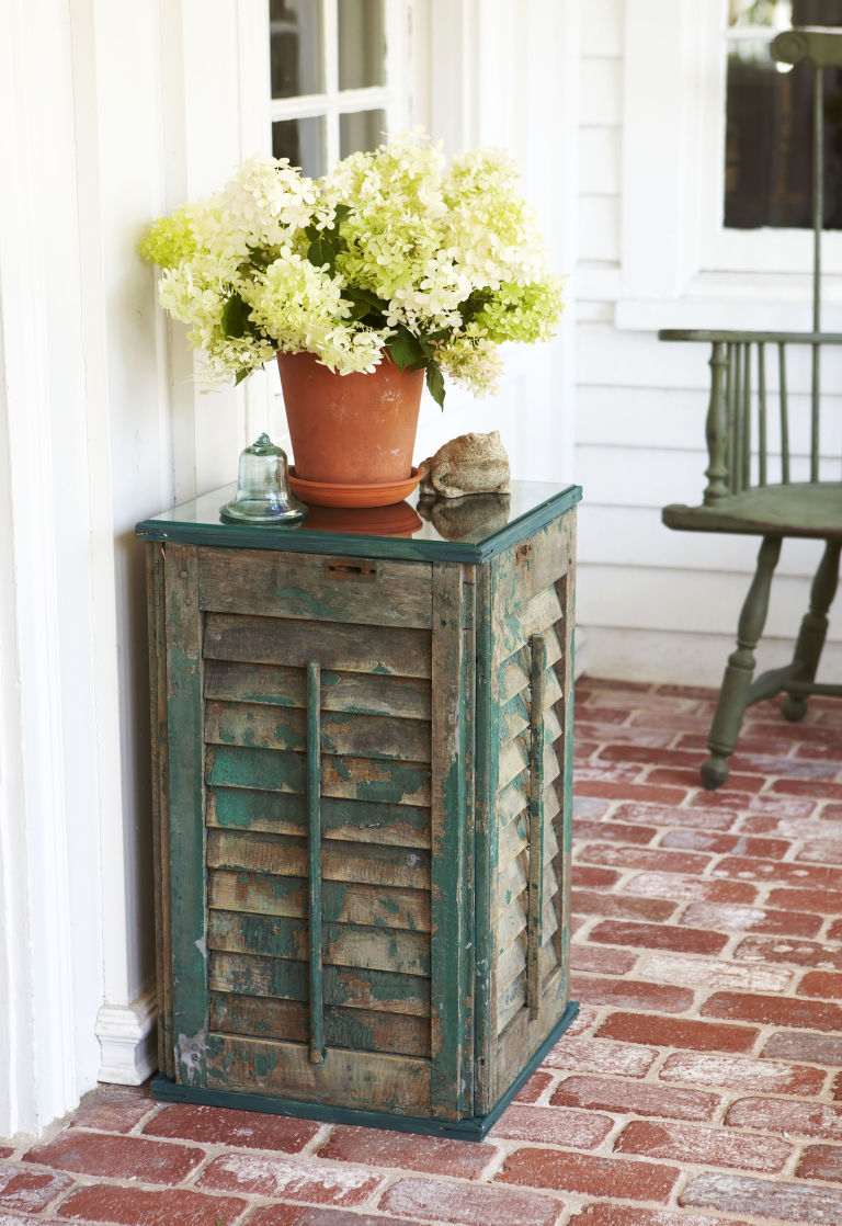 Diy side table made from shutters