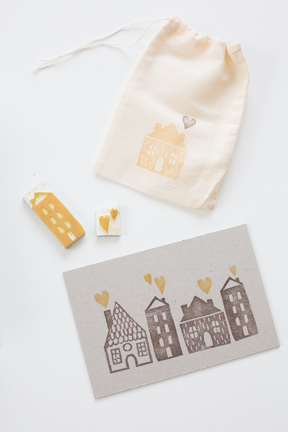 Diy stamp village card