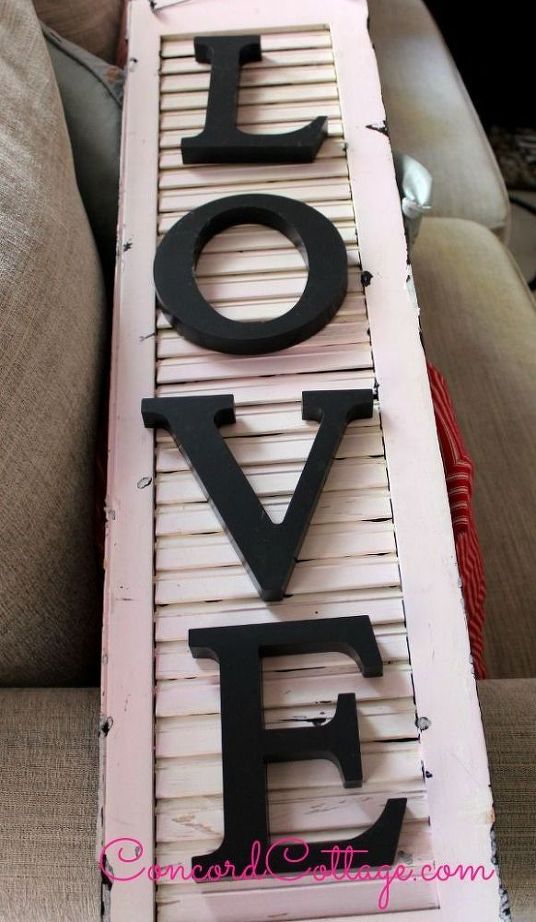Diy word decor with shutters