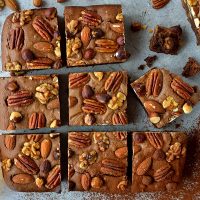 Nutty bourbon brownies - rich, fudgy brownies with crunchy nuts and a boozy kick; just for grown-ups!