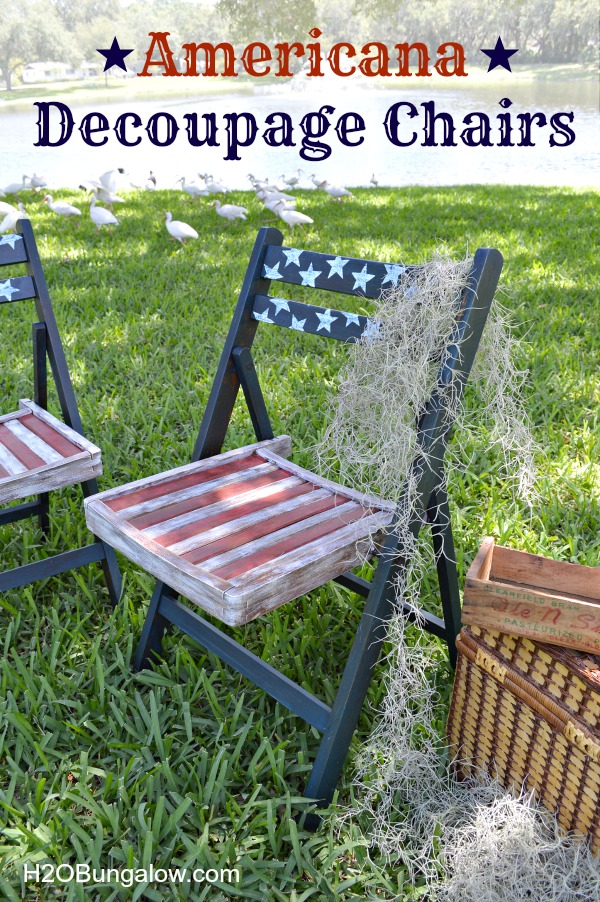 Americana red white blue patriotic decoupage chairs h2obungalow1