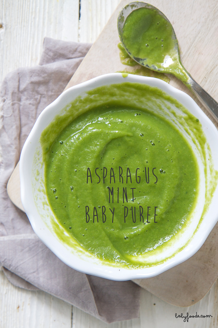 Asparagus mint homemade baby food puree