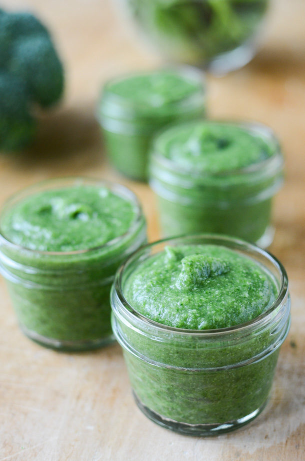 Baby food broccoli spinach basil puree 4 610x921
