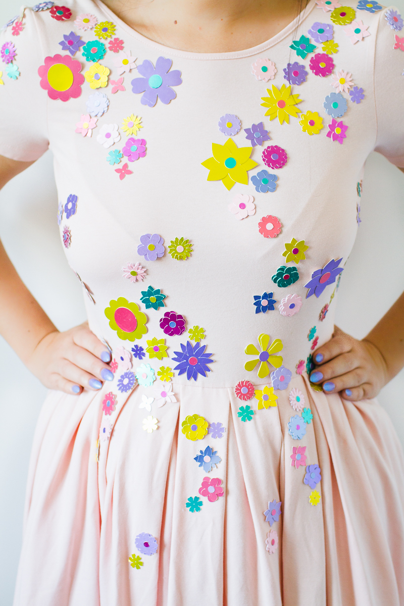 Card flower embellished dress