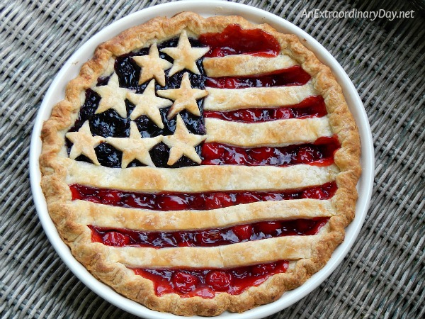 Cherry and blueberry stars and stripes american flag pie anextraordinaryday net