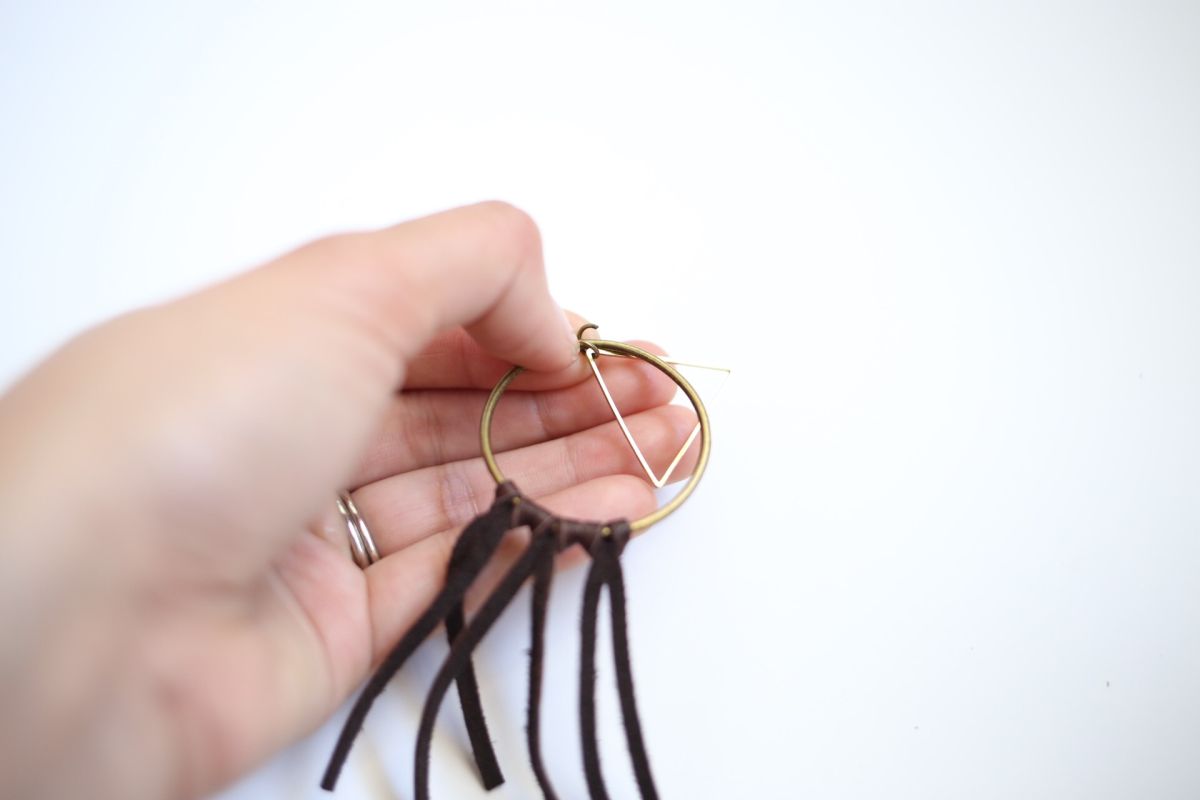 Diy boho leather earrings open the jump ring