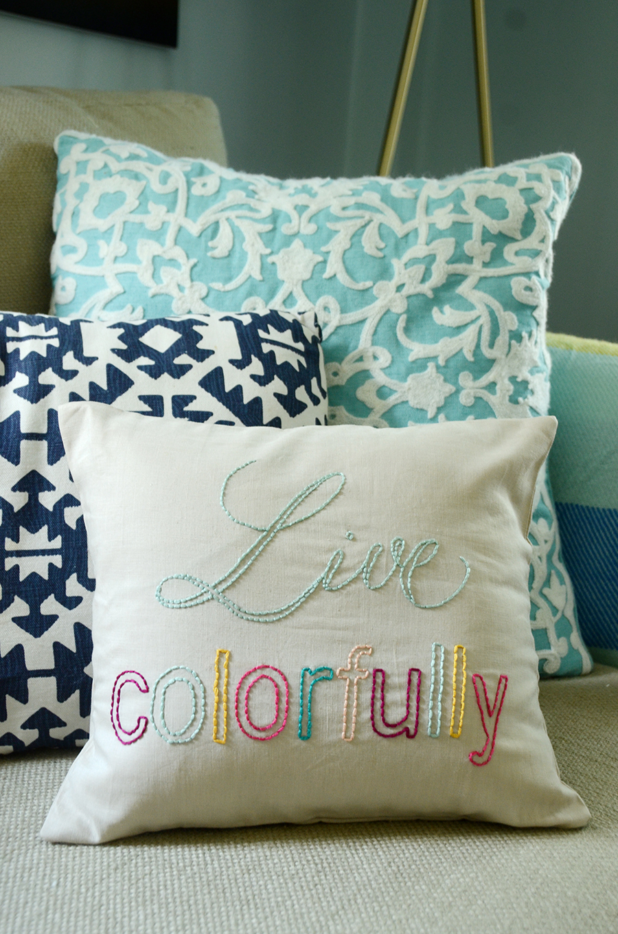 Unique embroidered throw outlet pillows