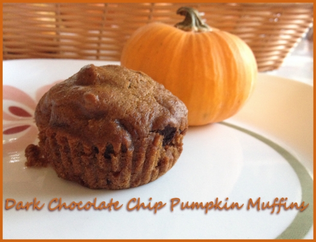 Dark chocolate chip pumpkin muffins