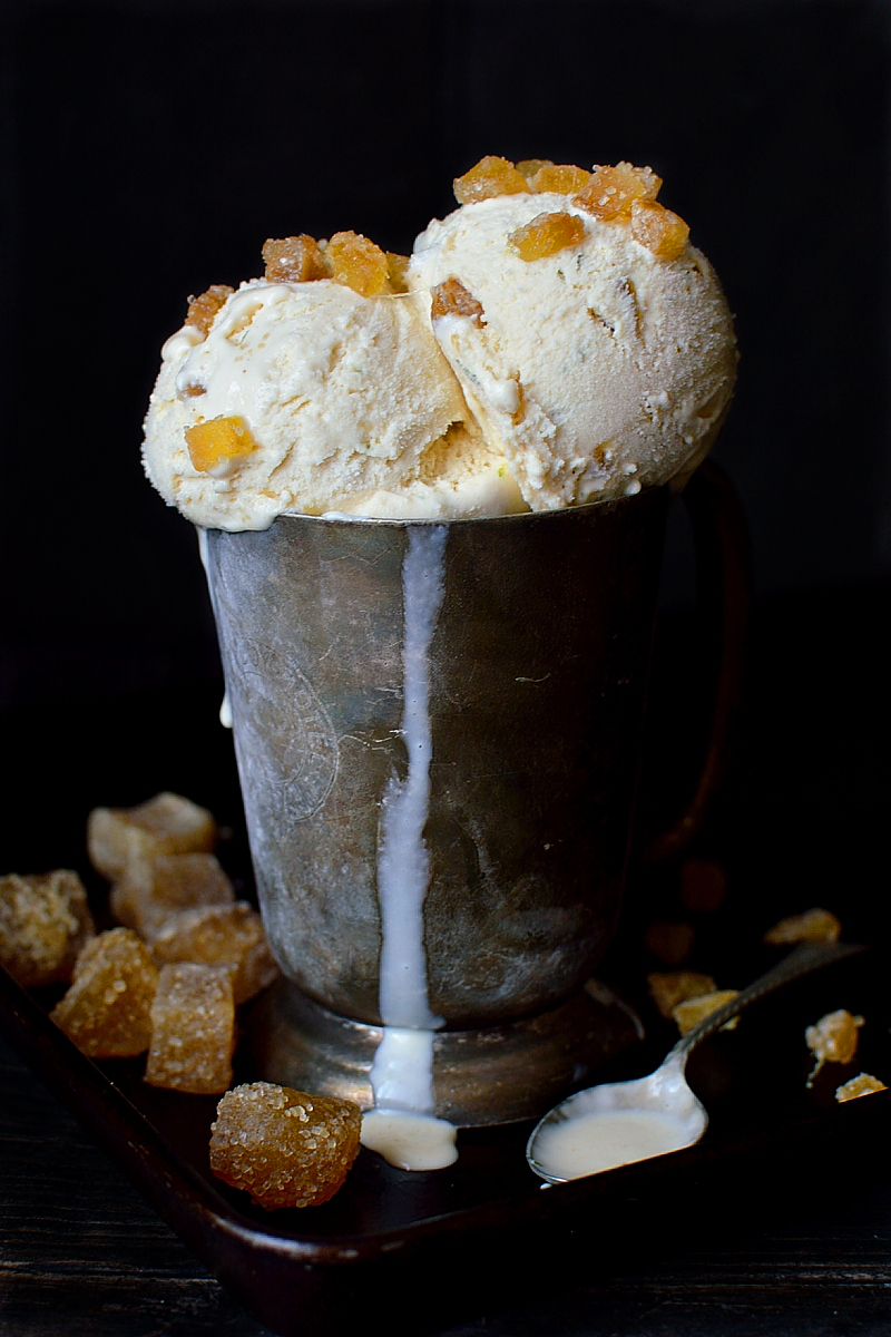 Dark 'n' stormy ice cream (rum and ginger)