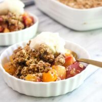Delicious lightened up peach apricot crumble
