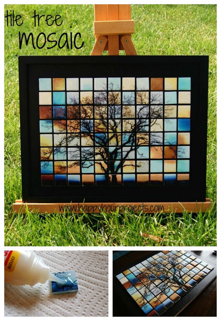 Glass tile tree mosaic