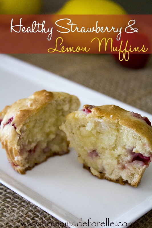Healthy strawberry lemon muffins
