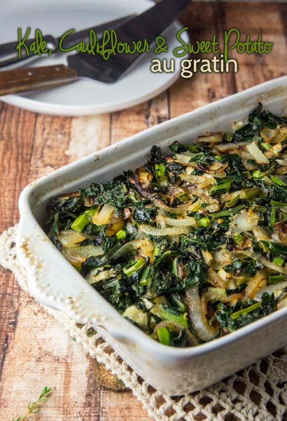 Kale,+cauliflower,+sweet+potato+au+gratin
