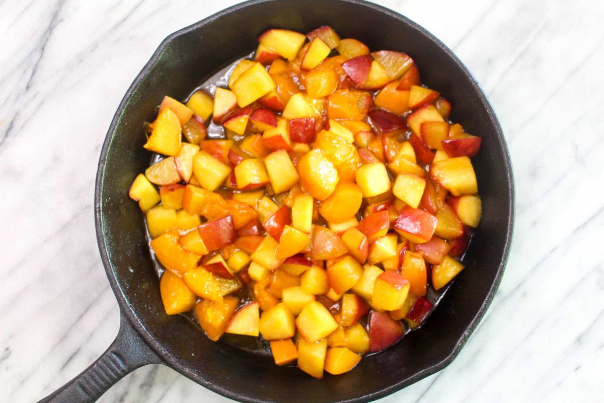 Lightened up peach apricot crumble add peaches