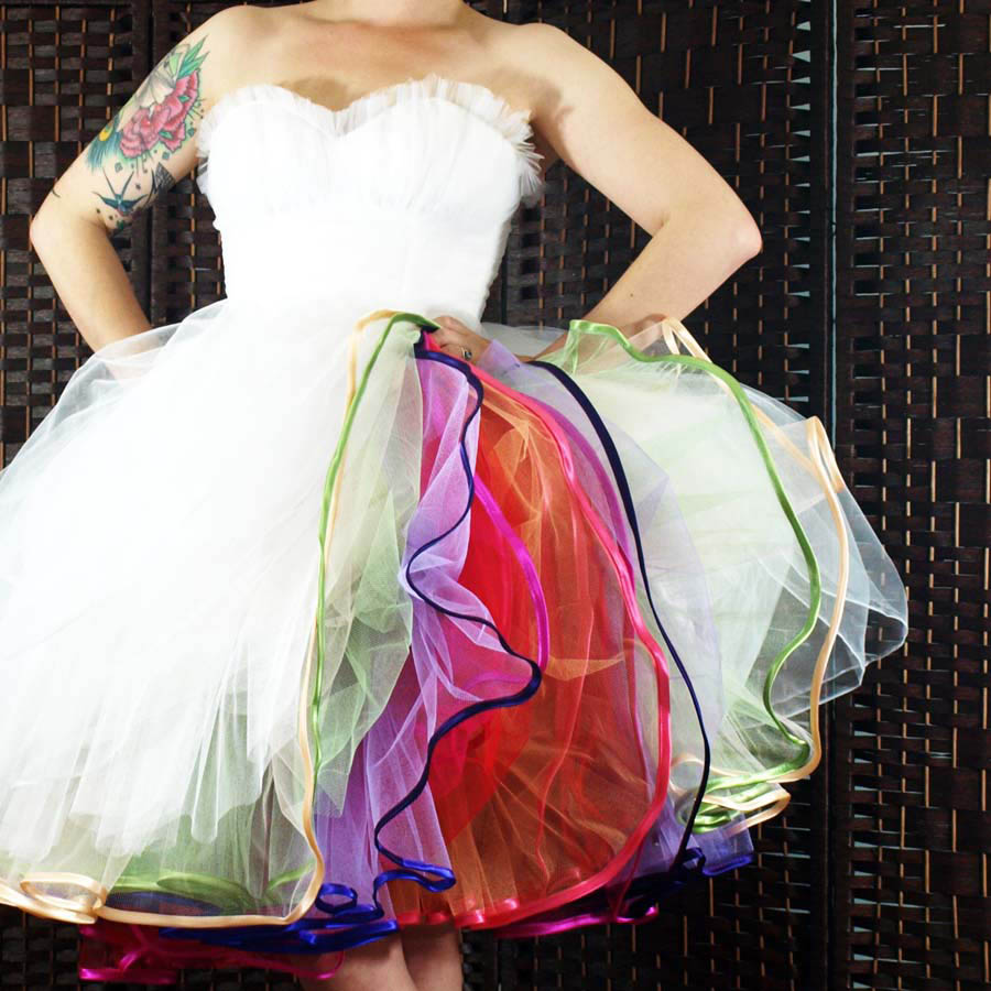 Multi layered rainbow petticoat dress