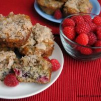 Raspberry banana crumb muffins