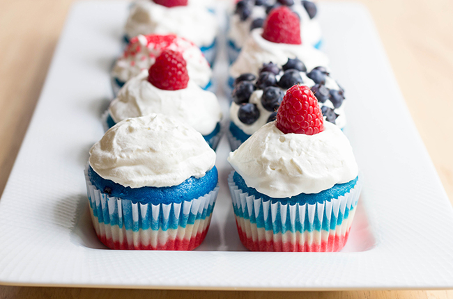 Red white and blue cupcakes