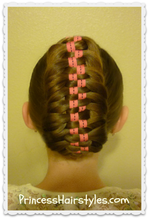 Ribbon and baset woven braided updo