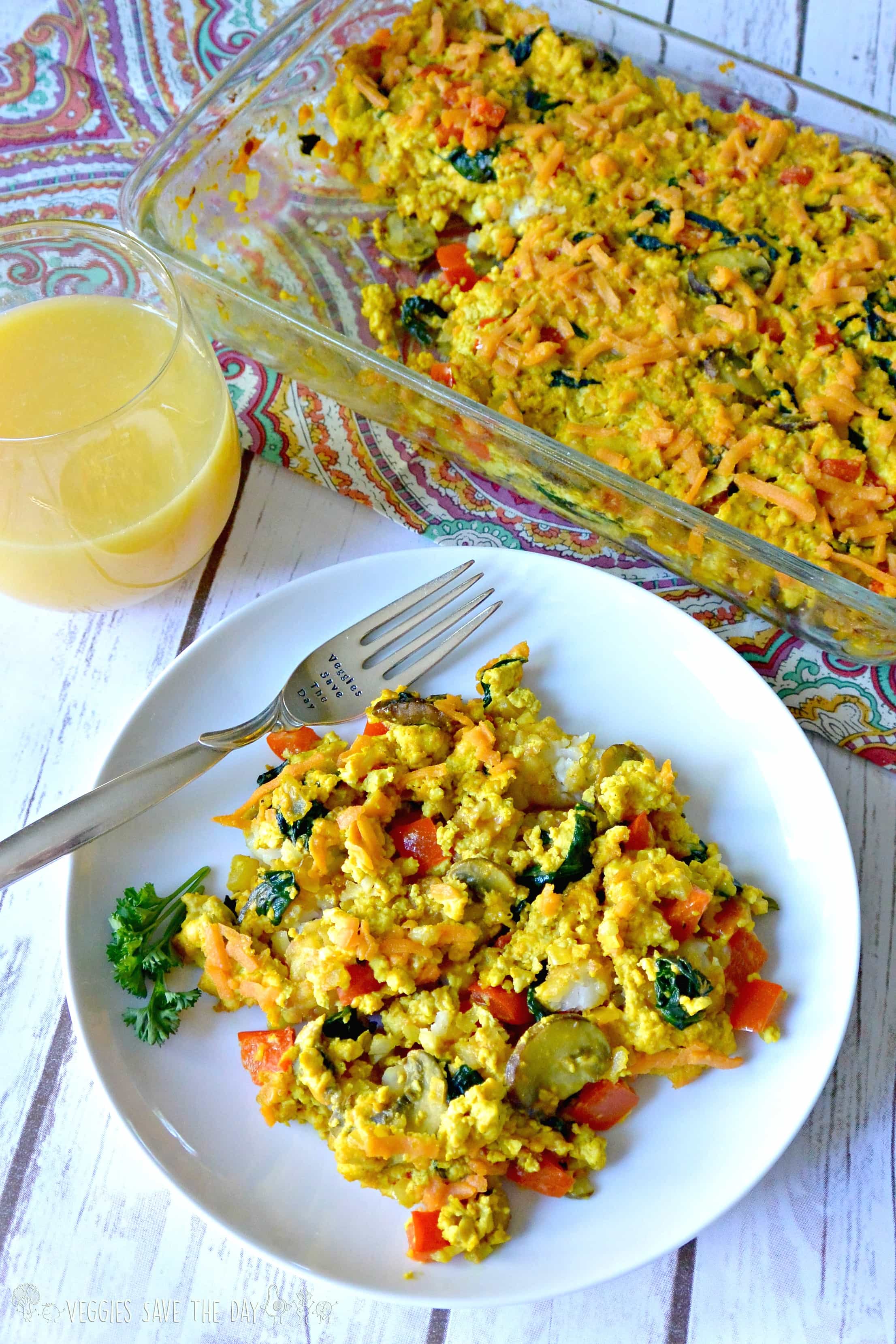 Tofu scramble tater tot casserole