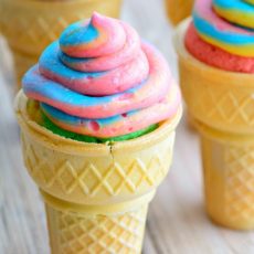 Unicorn poop cupcake cones