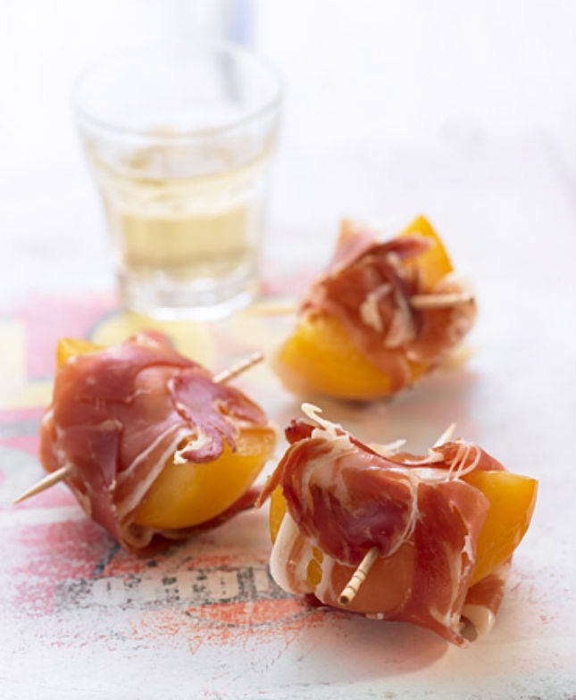 Ham tapas with seasonal plums