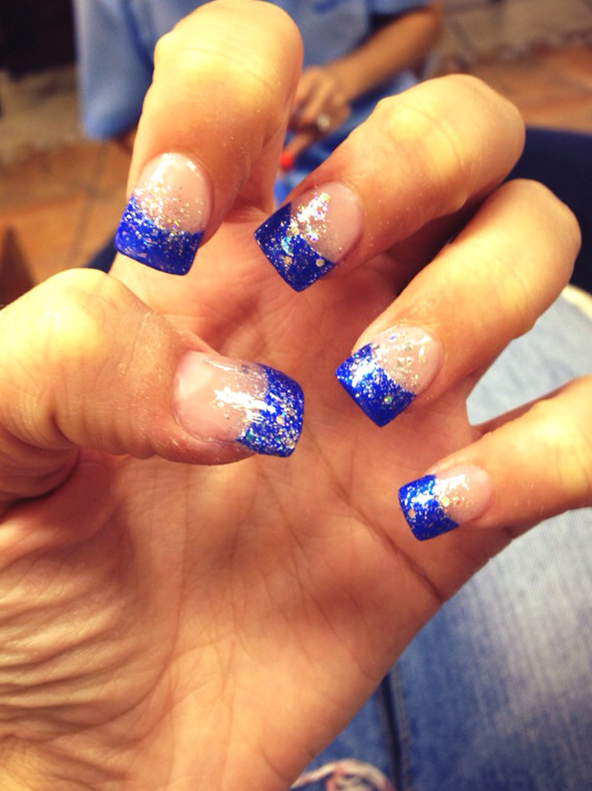 Royal blue french manicure