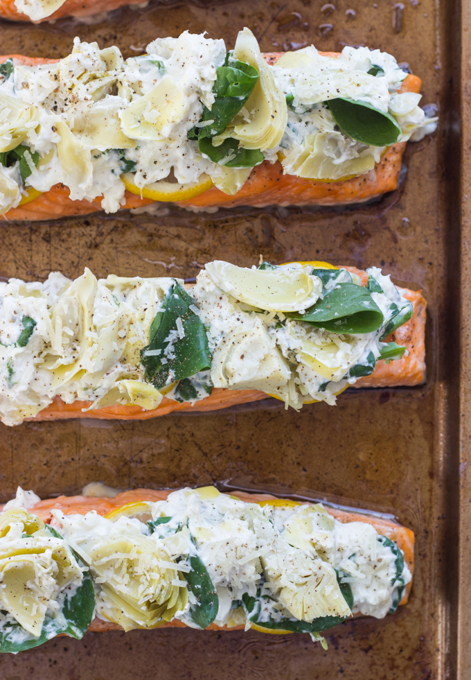 Artichoke and spinach roasted salmon 3