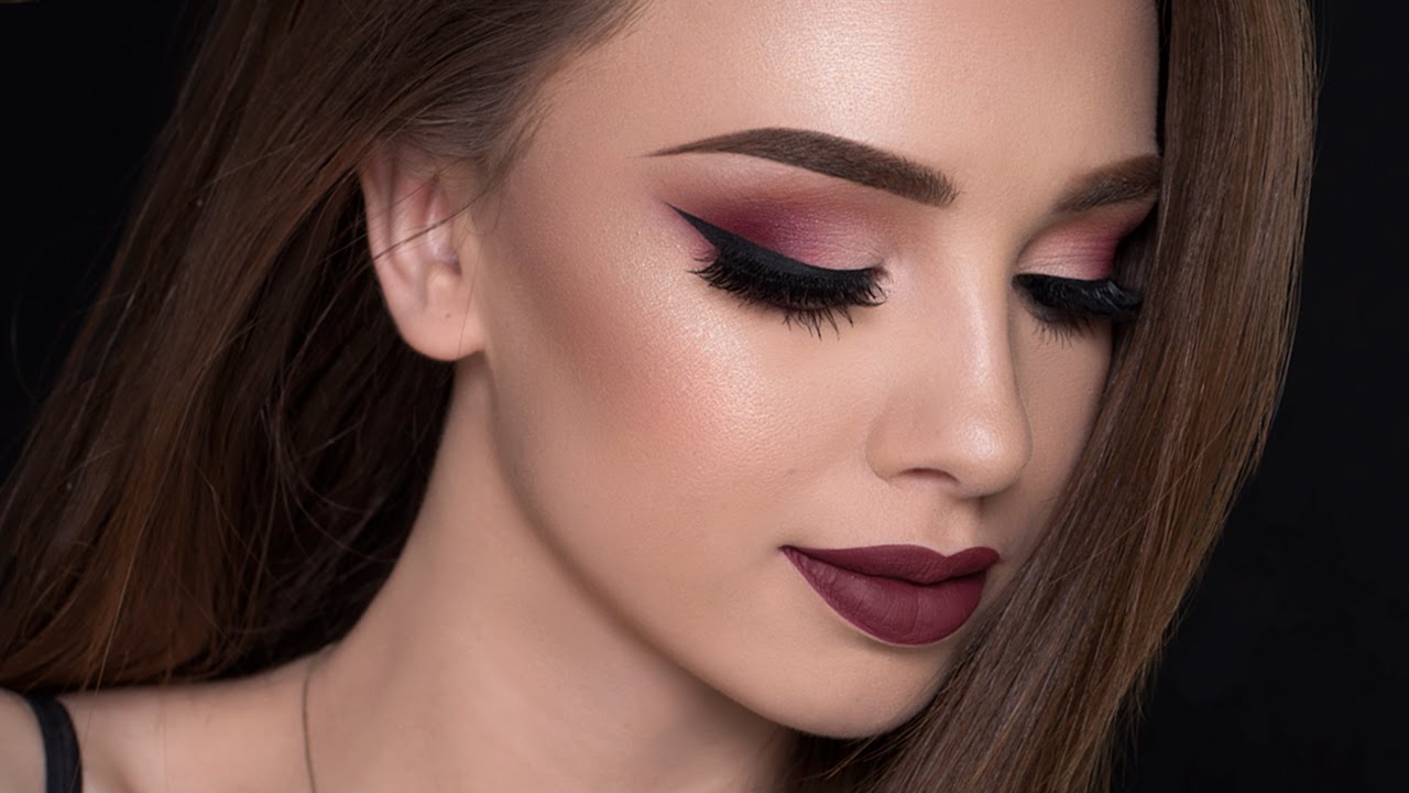 Burgundy bold makeup tutorial