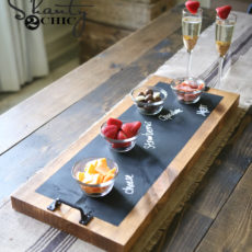 Chalkboard and wood serving tray