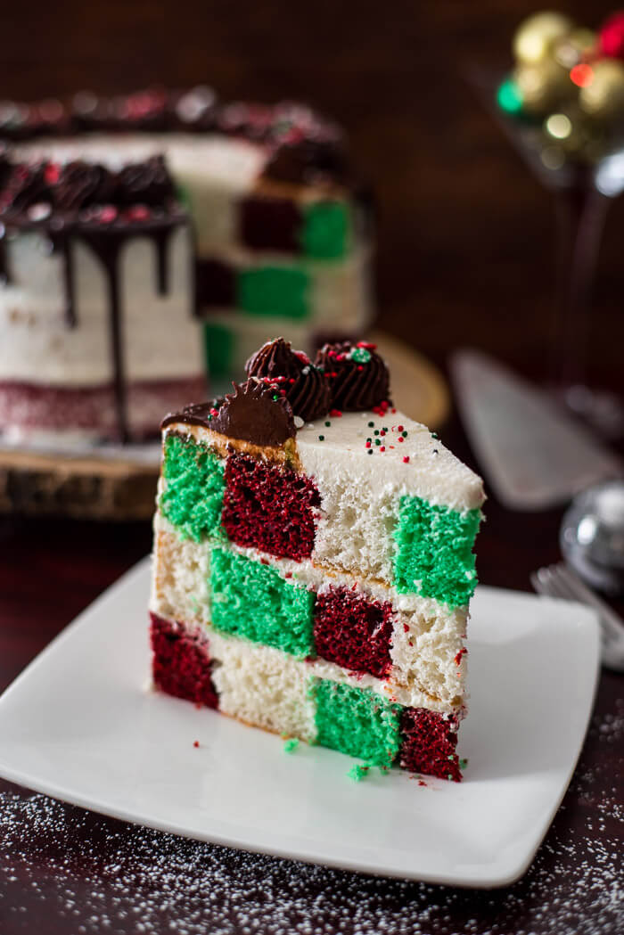 Christmas checkerboard cake