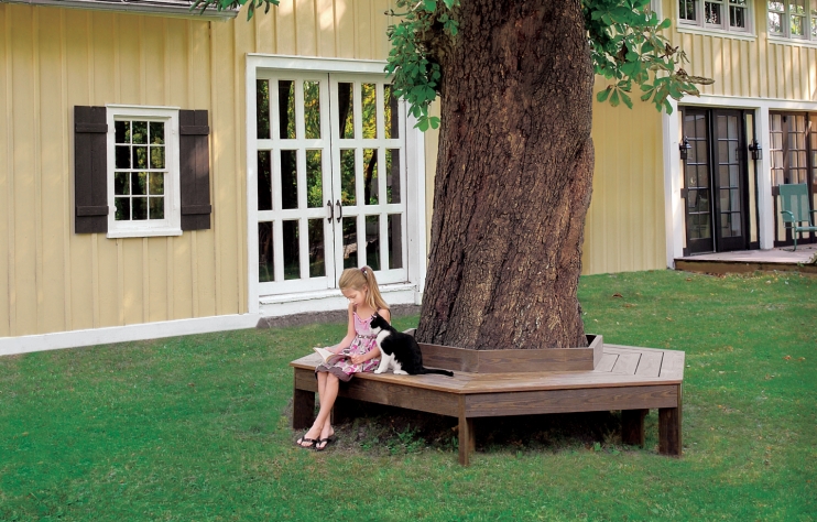 Circling tree bench