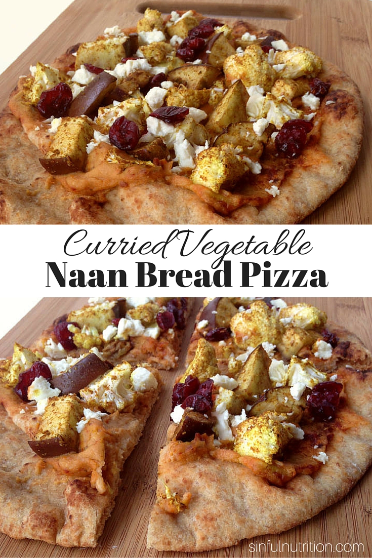 Curried vegetable naan bread pizza pin