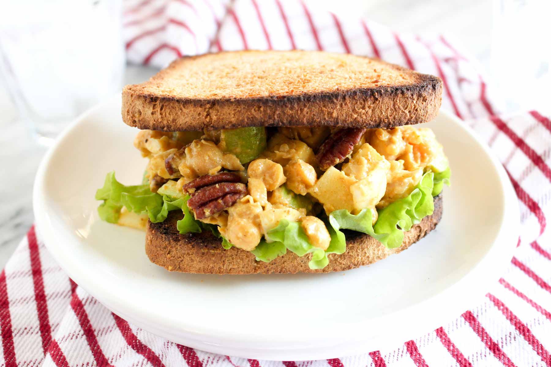 Curry chickpea salad sandwich top all
