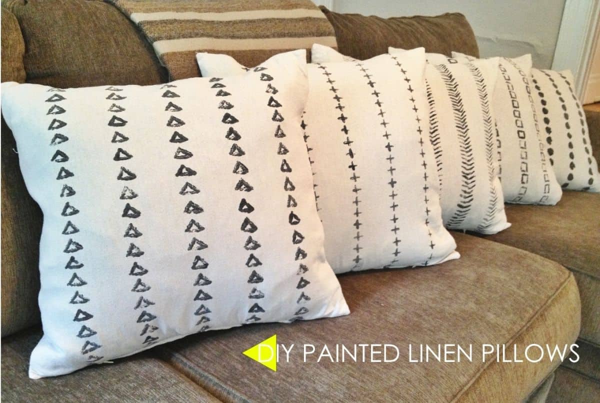 Diy painted linen pillows
