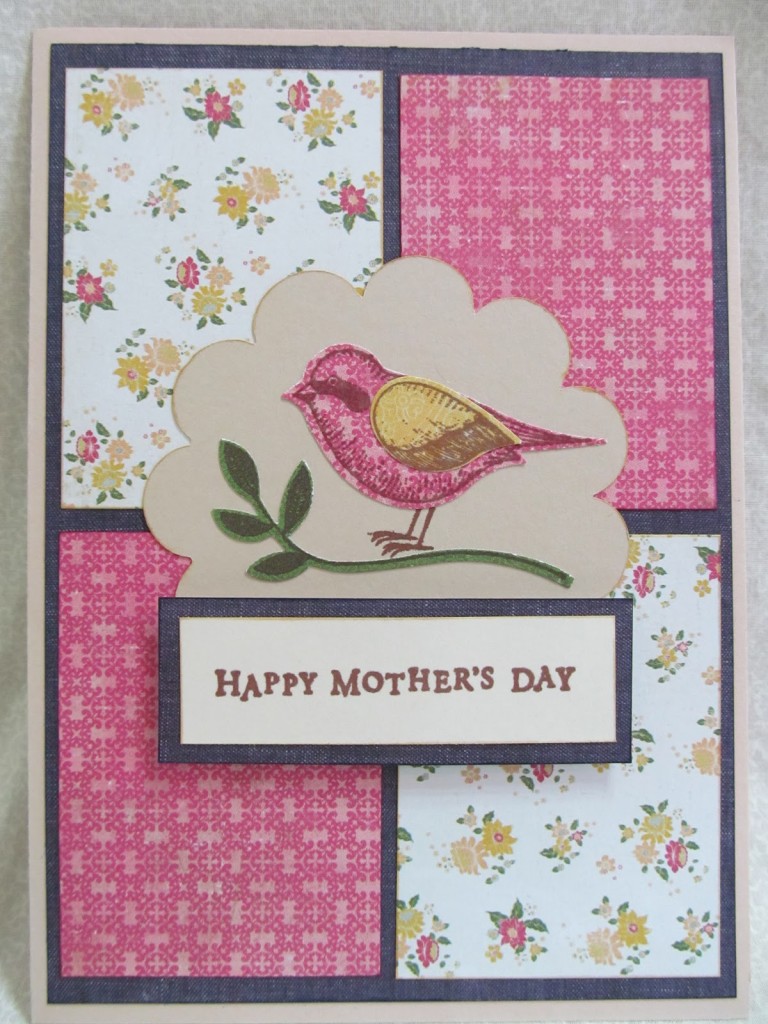 Fabric scrap bird card