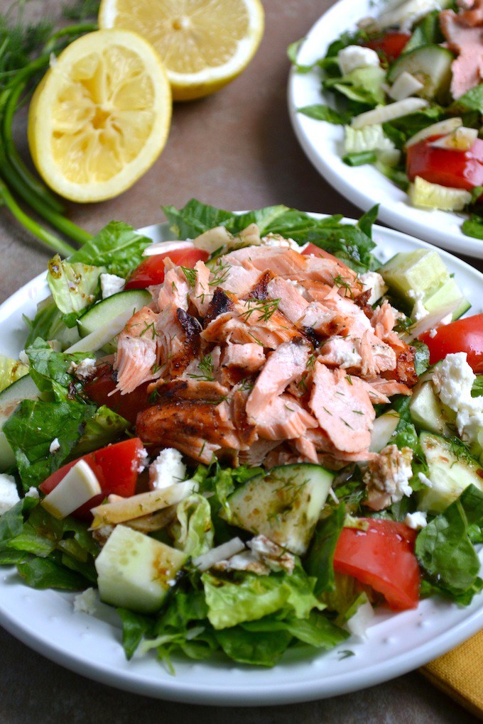 Greek salmon salad