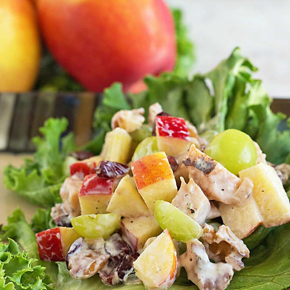 Healthy chicken waldorf salad