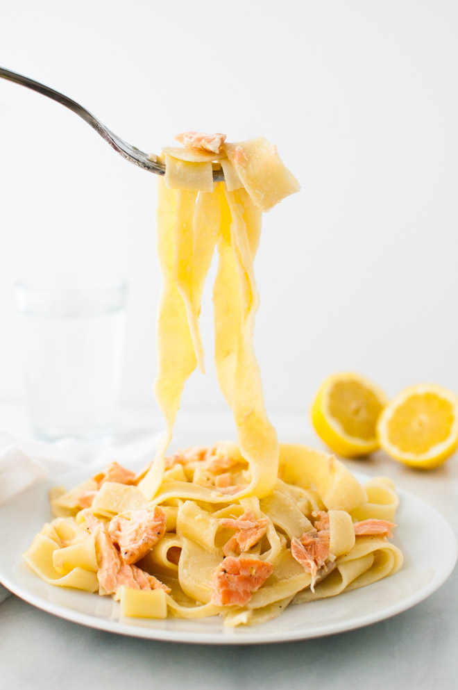 Lemon pasta with salmon