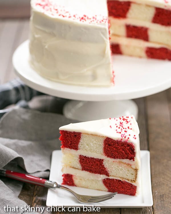 Red velvet checkerboard cake
