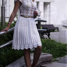 Short crochet wedding dress