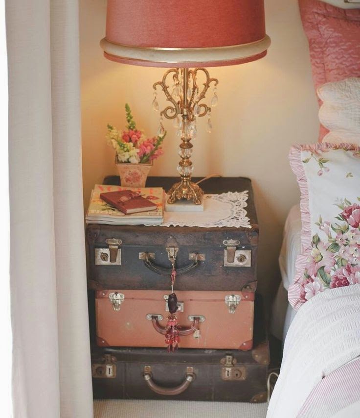 Antique suitcase side table diy