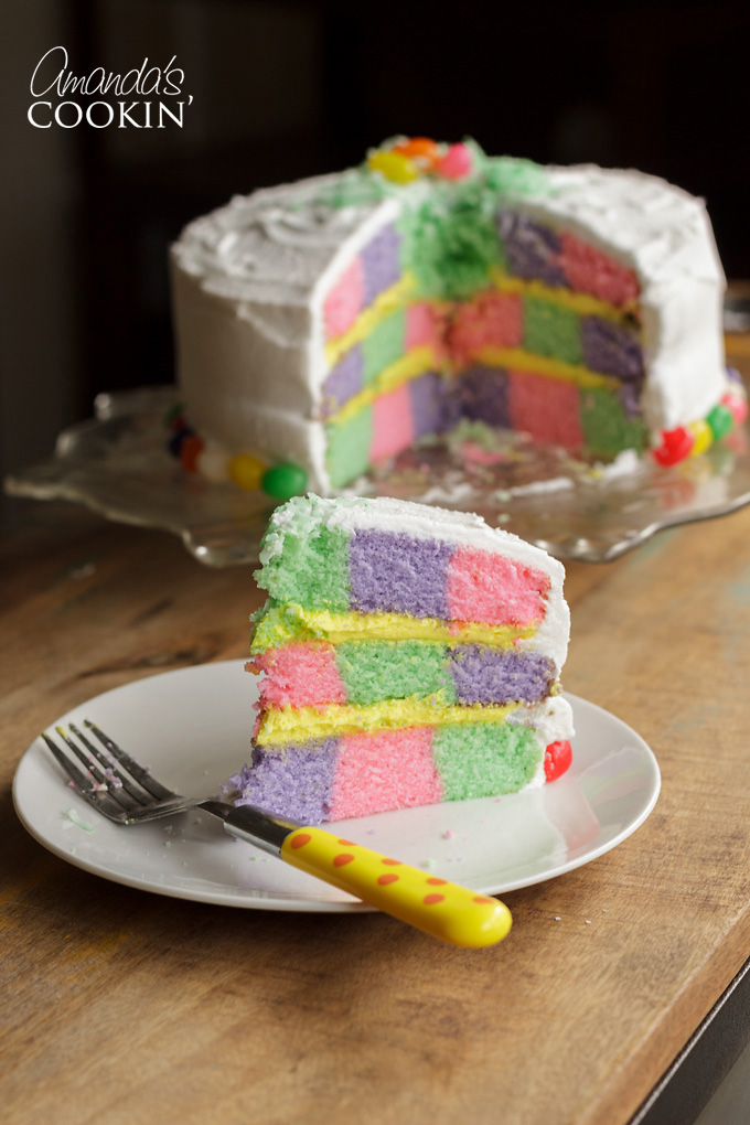Checkerboard cake for easter