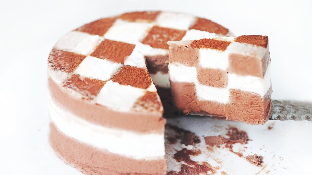 Chocolate ice cream checkerboard cake
