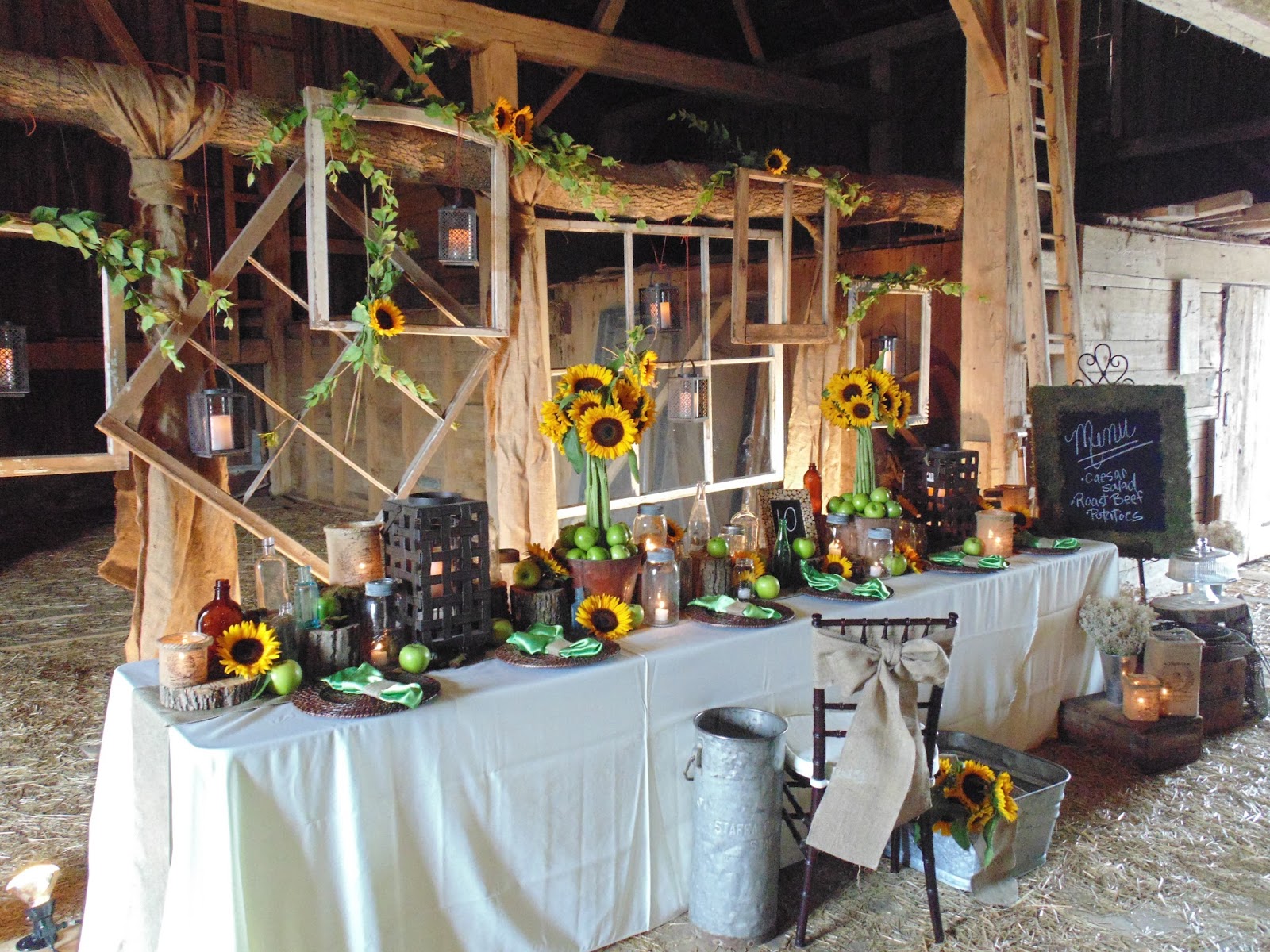 Diy barn wedding sunflower decor