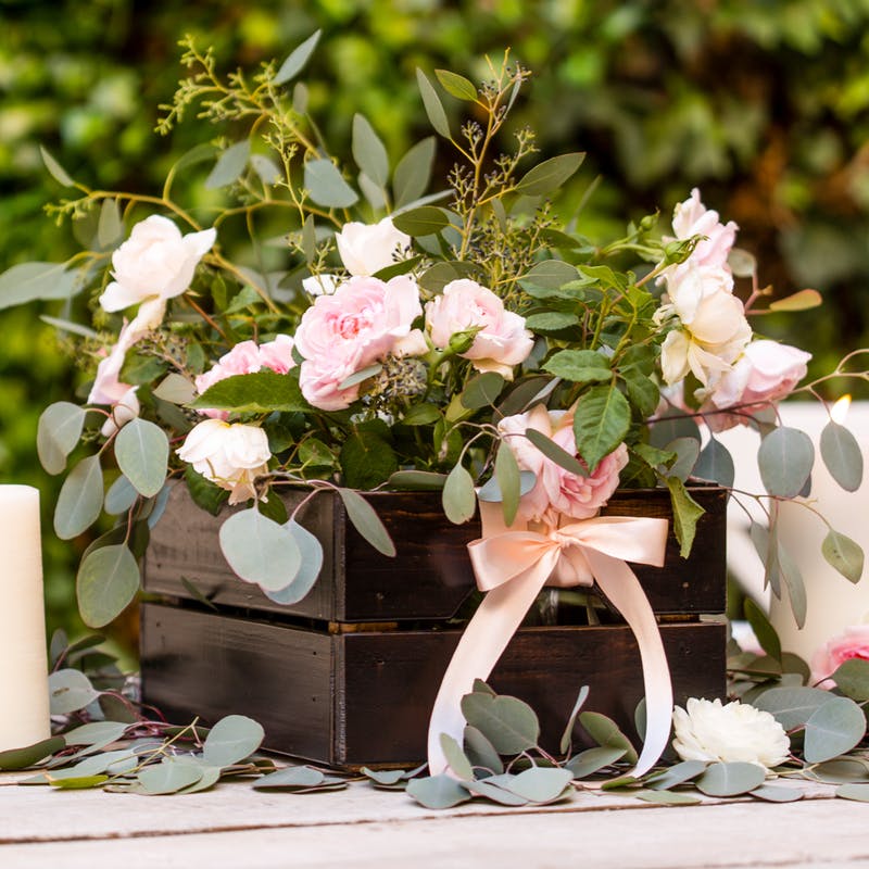 Diy wooden box floral arrangement