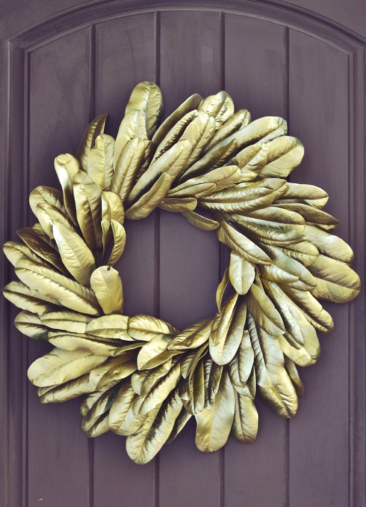 Gold magnolia leaf wreath