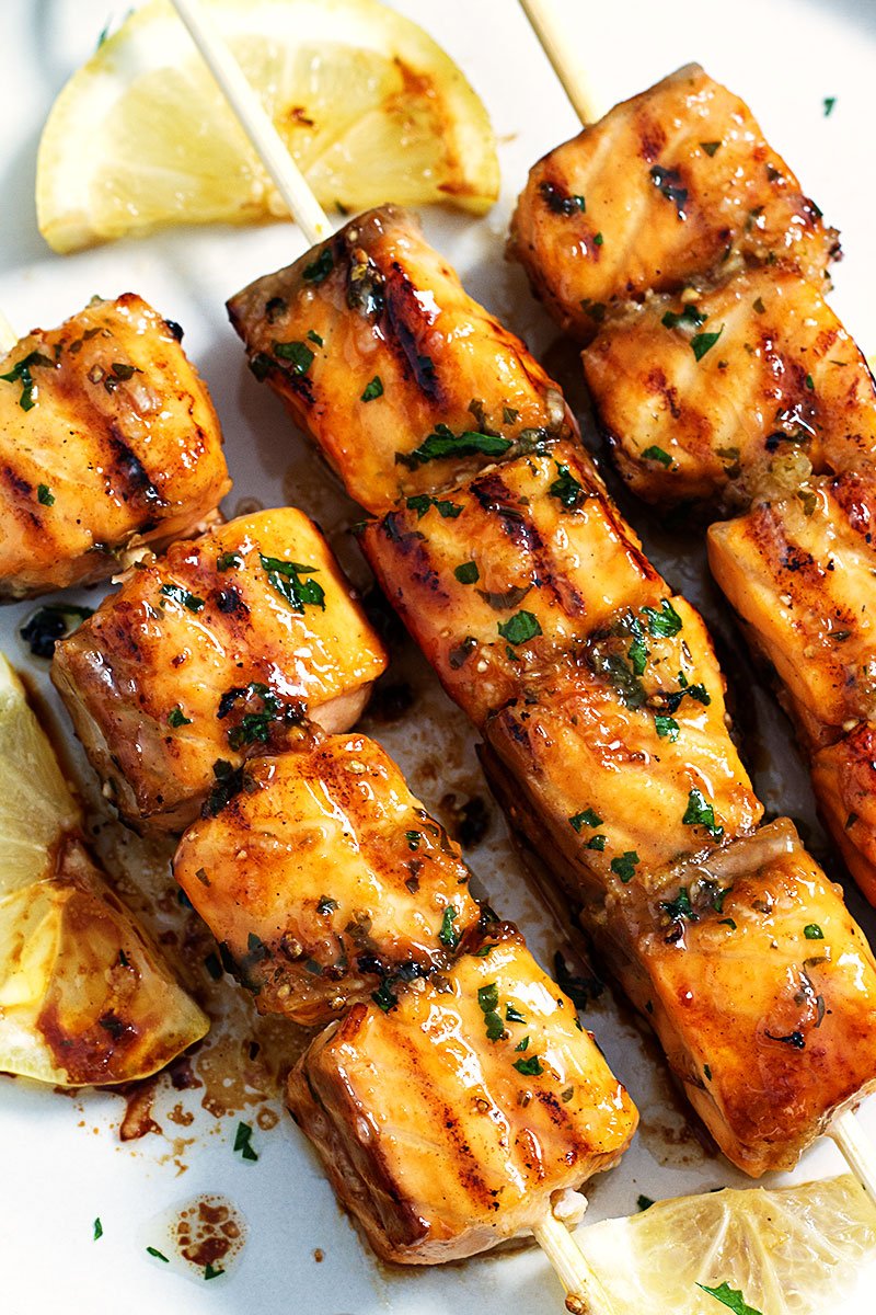 Grilled salmon kabobs recipe