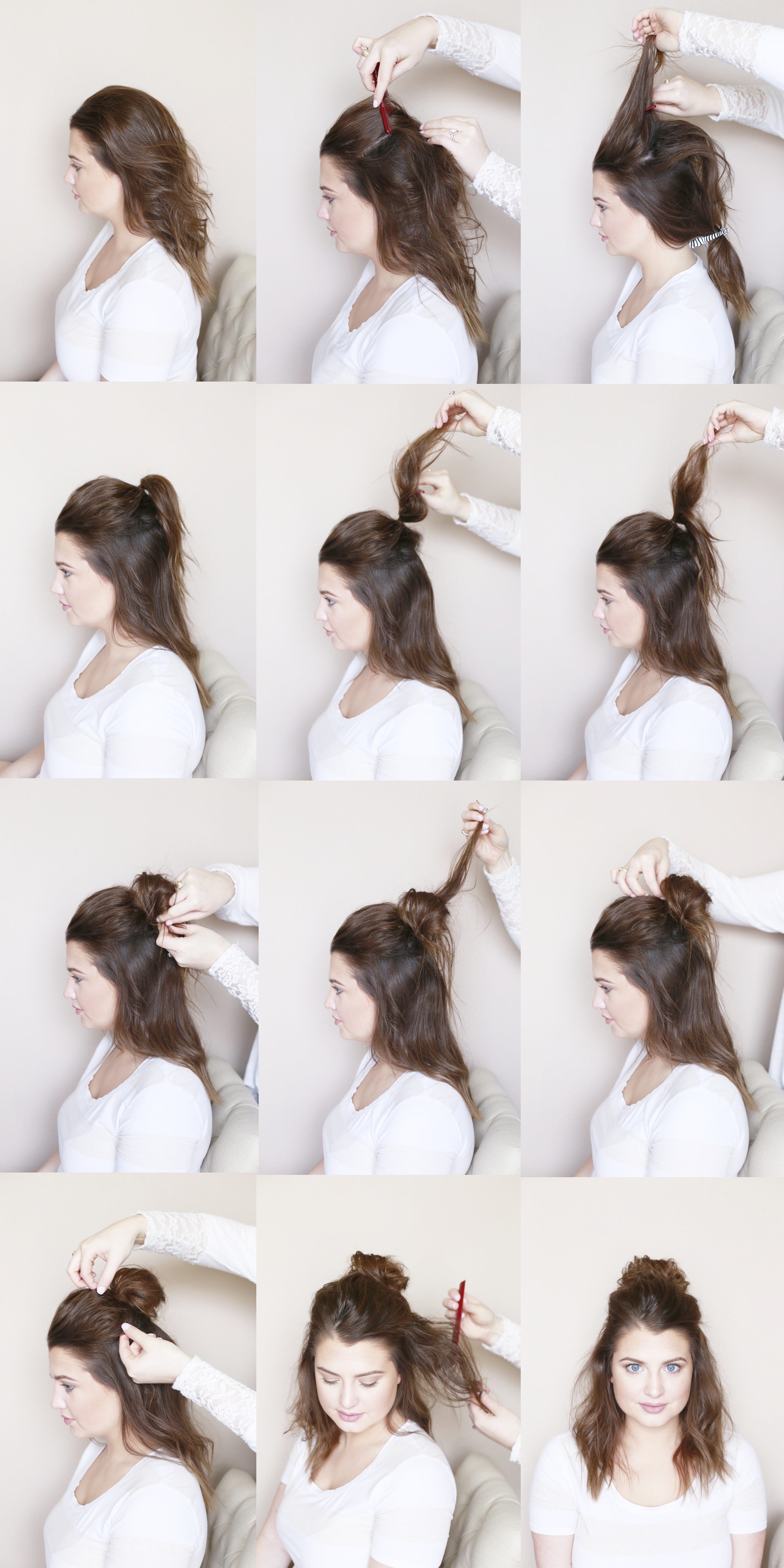 Half up messy top knot tutorial